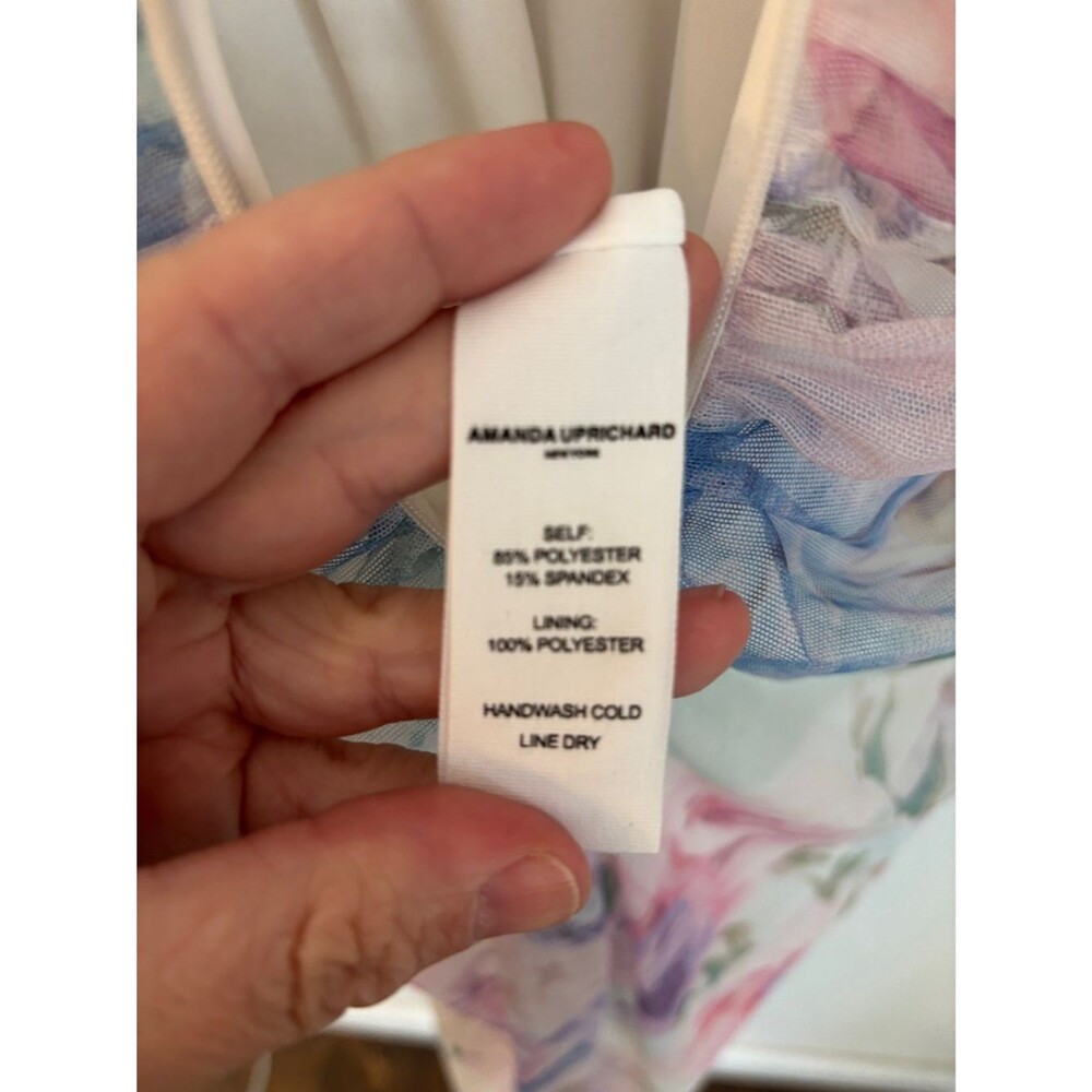Amanda Uprichard Lyle Sheer Floral Midi rouged pastel Dress Womens MD bridal EUC - Picture 14 of 16